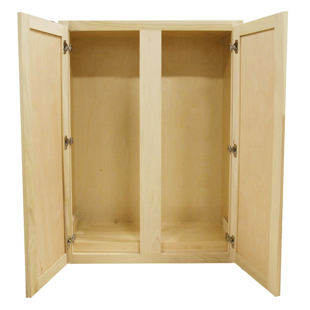 Kitchen Wall Cabinet | Unfinished Poplar | Shaker Style | 27x42x12 in